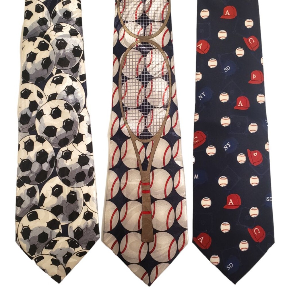 Soccer Baseball Tennis Sports Ties #76 - Lot of 3 Novelty Neckties NWT Clearance